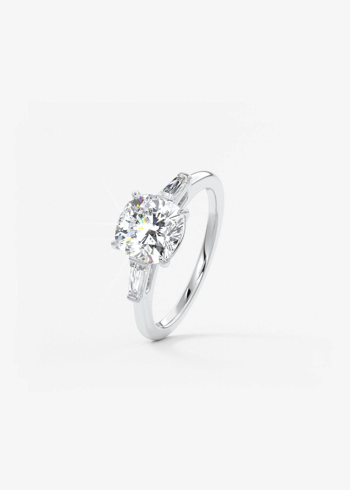 Cushion Three Stone Lab Grown Diamond Engagement Ring