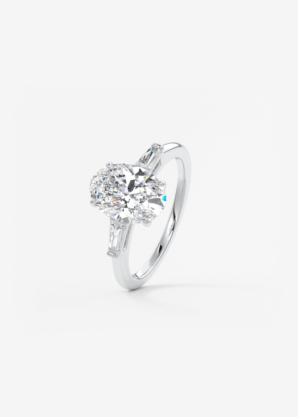 Oval Three Stone Lab Grown Diamond Engagement Ring