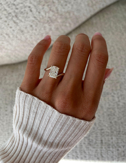 3.0 CT Elongated Cushion Shaped Lab Grown Diamond Soliatire Style Engagement Ring