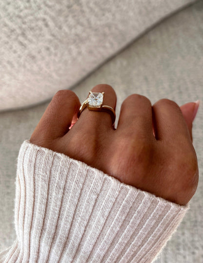 3.0 CT Elongated Cushion Shaped Lab Grown Diamond Soliatire Style Engagement Ring