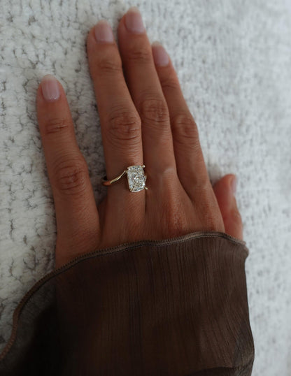 3.0 CT Elongated Cushion Shaped Lab Grown Diamond Soliatire Style Engagement Ring