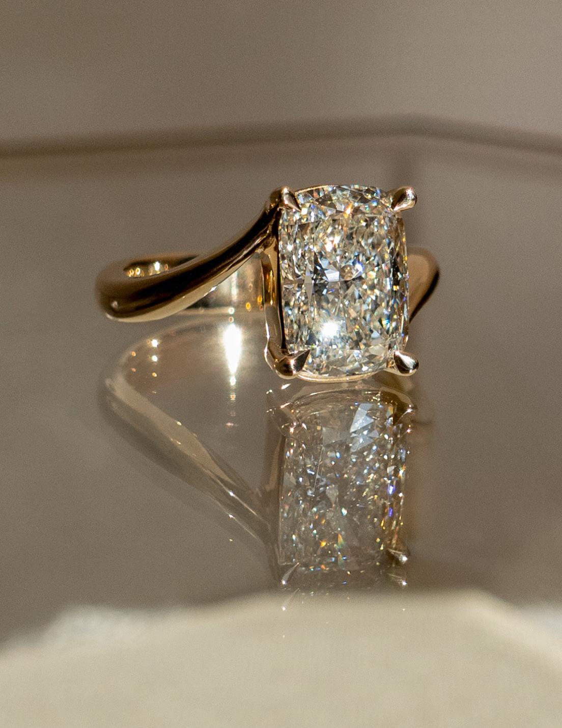 3.0 CT Elongated Cushion Shaped Lab Grown Diamond Soliatire Style Engagement Ring