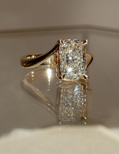 3.0 CT Elongated Cushion Shaped Lab Grown Diamond Soliatire Style Engagement Ring