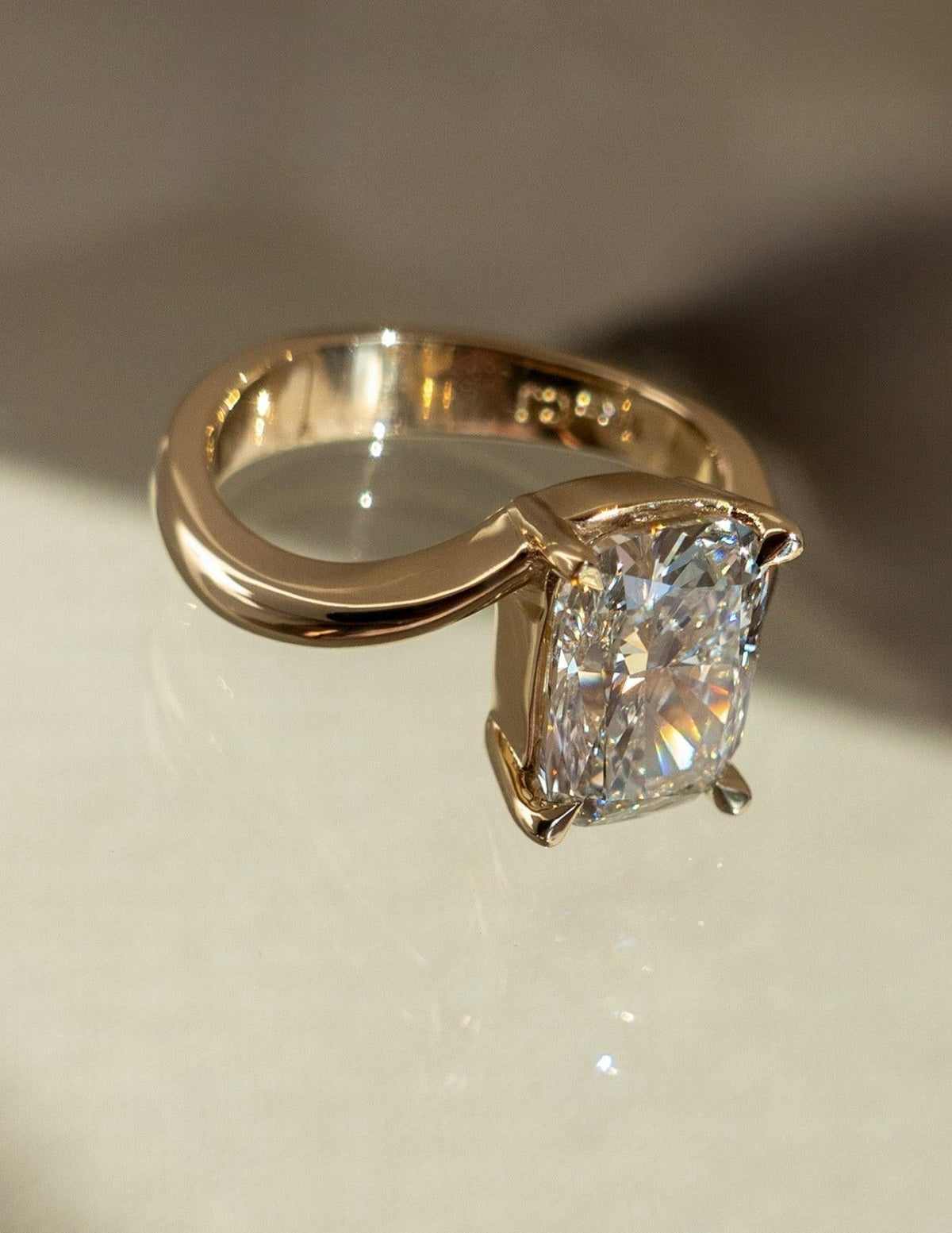 3.0 CT Elongated Cushion Shaped Lab Grown Diamond Soliatire Style Engagement Ring
