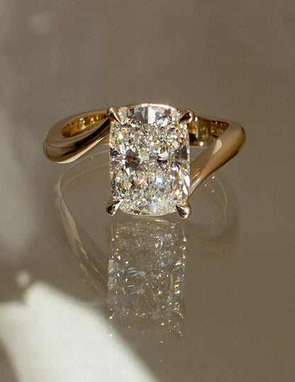 3.0 CT Elongated Cushion Shaped Lab Grown Diamond Soliatire Style Engagement Ring