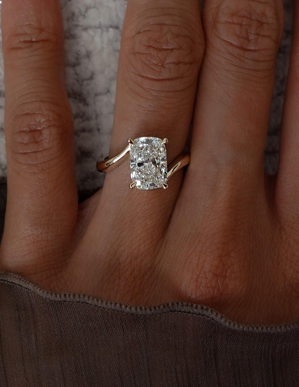 3.0 CT Elongated Cushion Shaped Lab Grown Diamond Soliatire Style Engagement Ring
