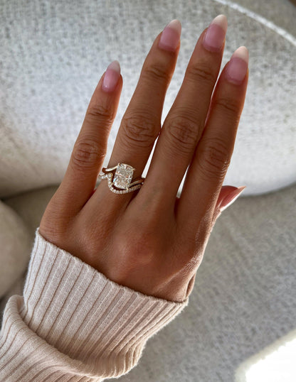 3.0 CT Elongated Cushion Shaped Lab Grown Diamond Soliatire Style Engagement Ring