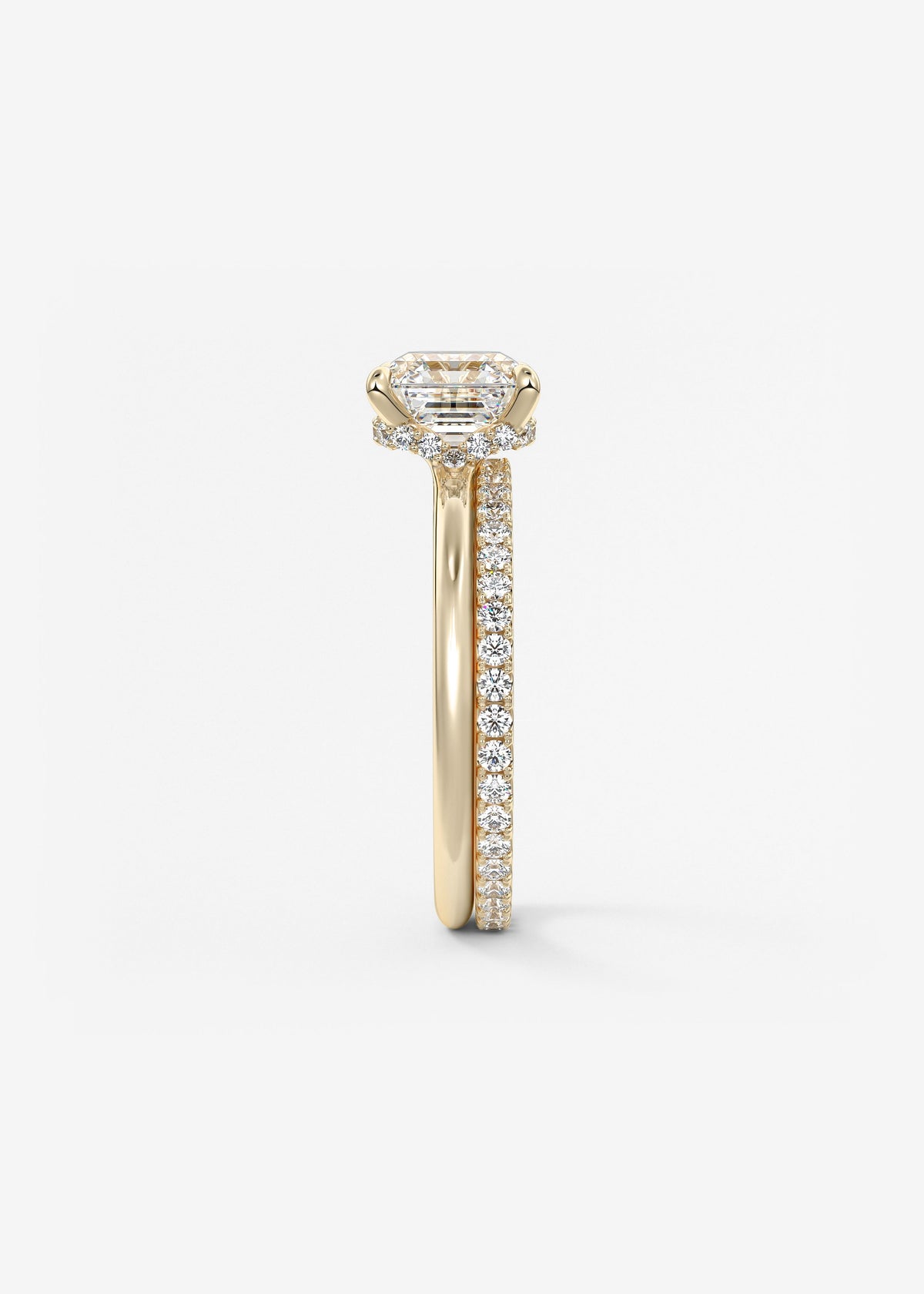 Asscher Hidden Halo Lab Grown Diamond Engagement Ring