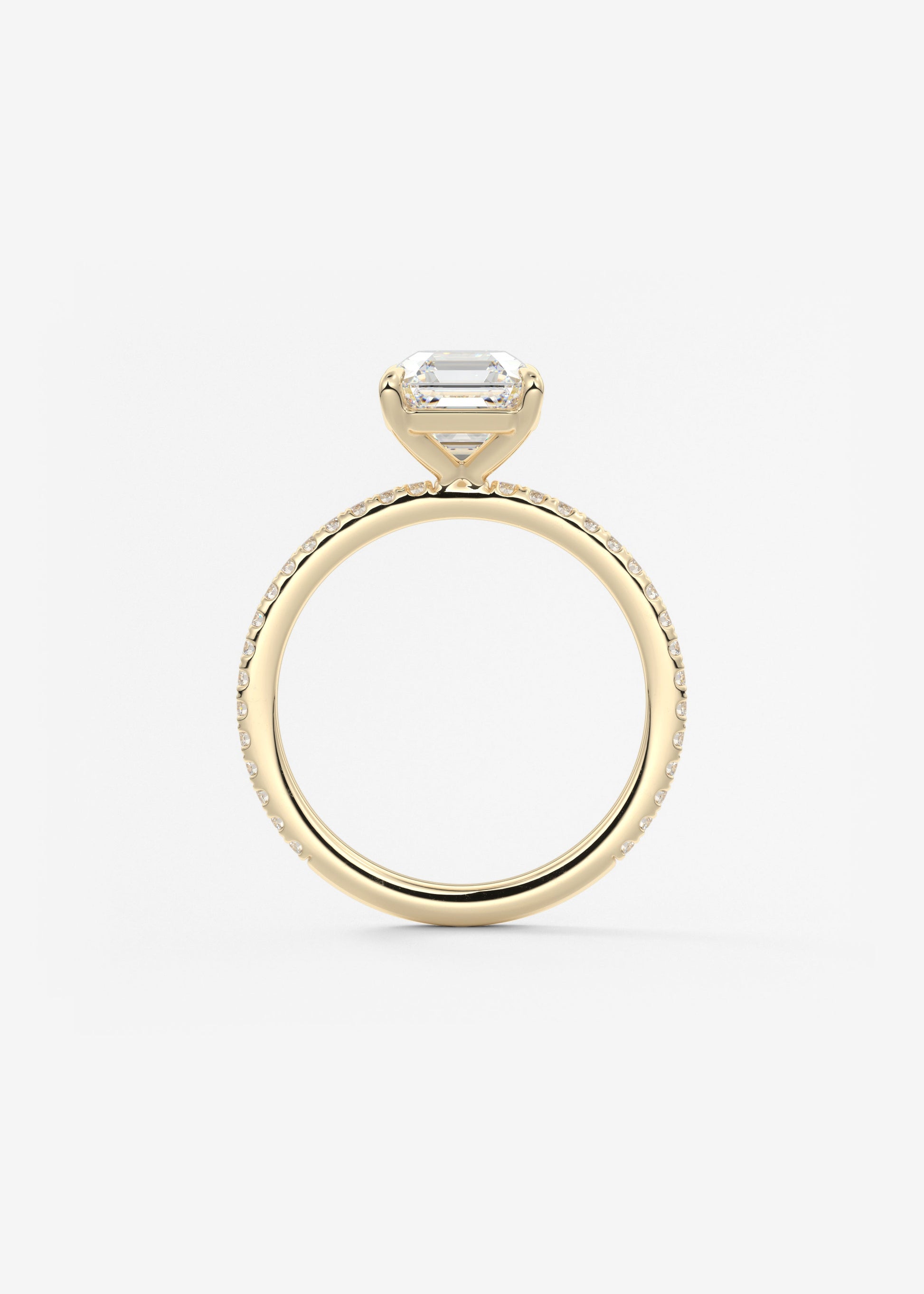 Asscher Pave Lab Grown Diamond Engagement Ring