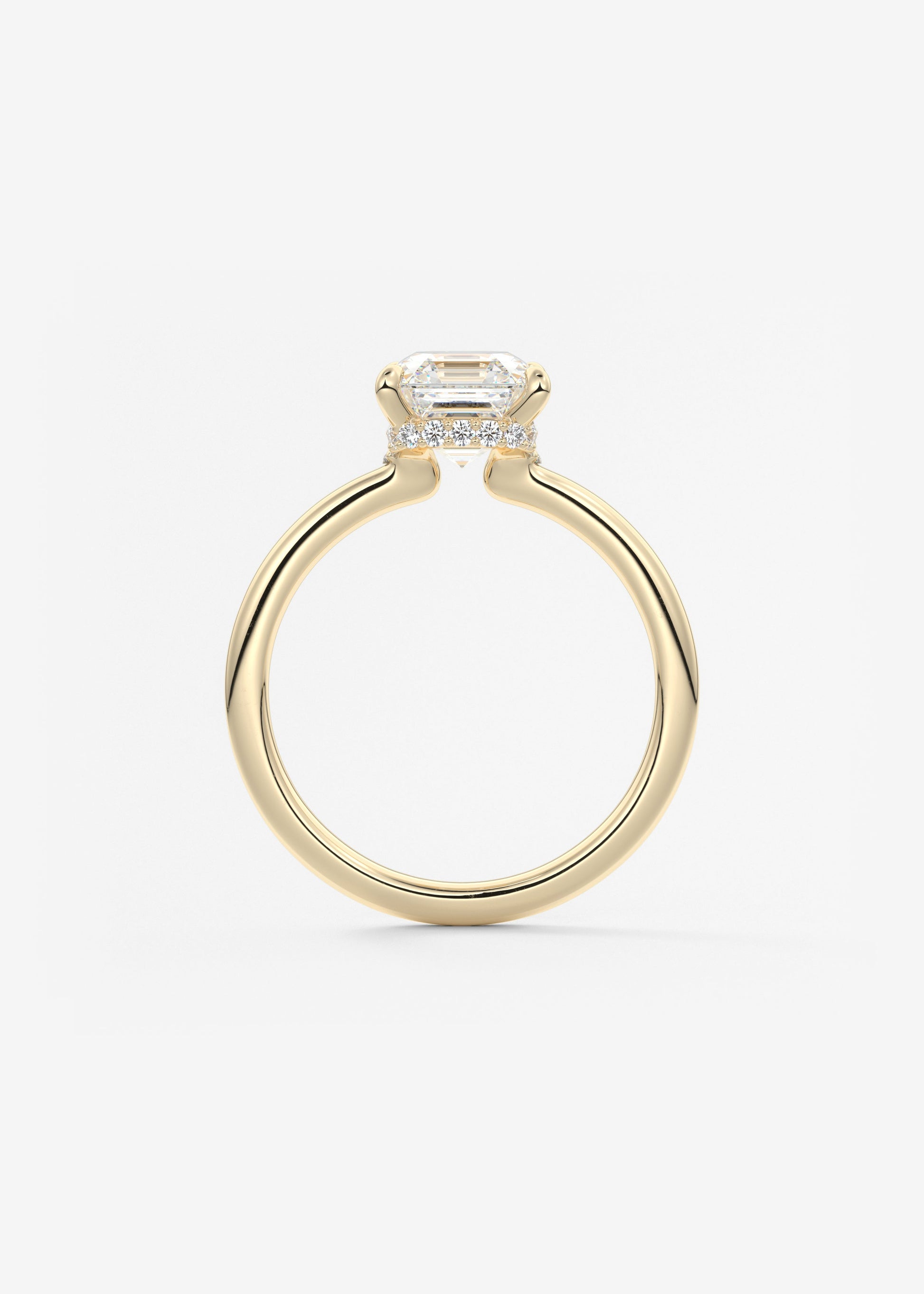 Asscher Hidden Halo Lab Grown Diamond Engagement Ring