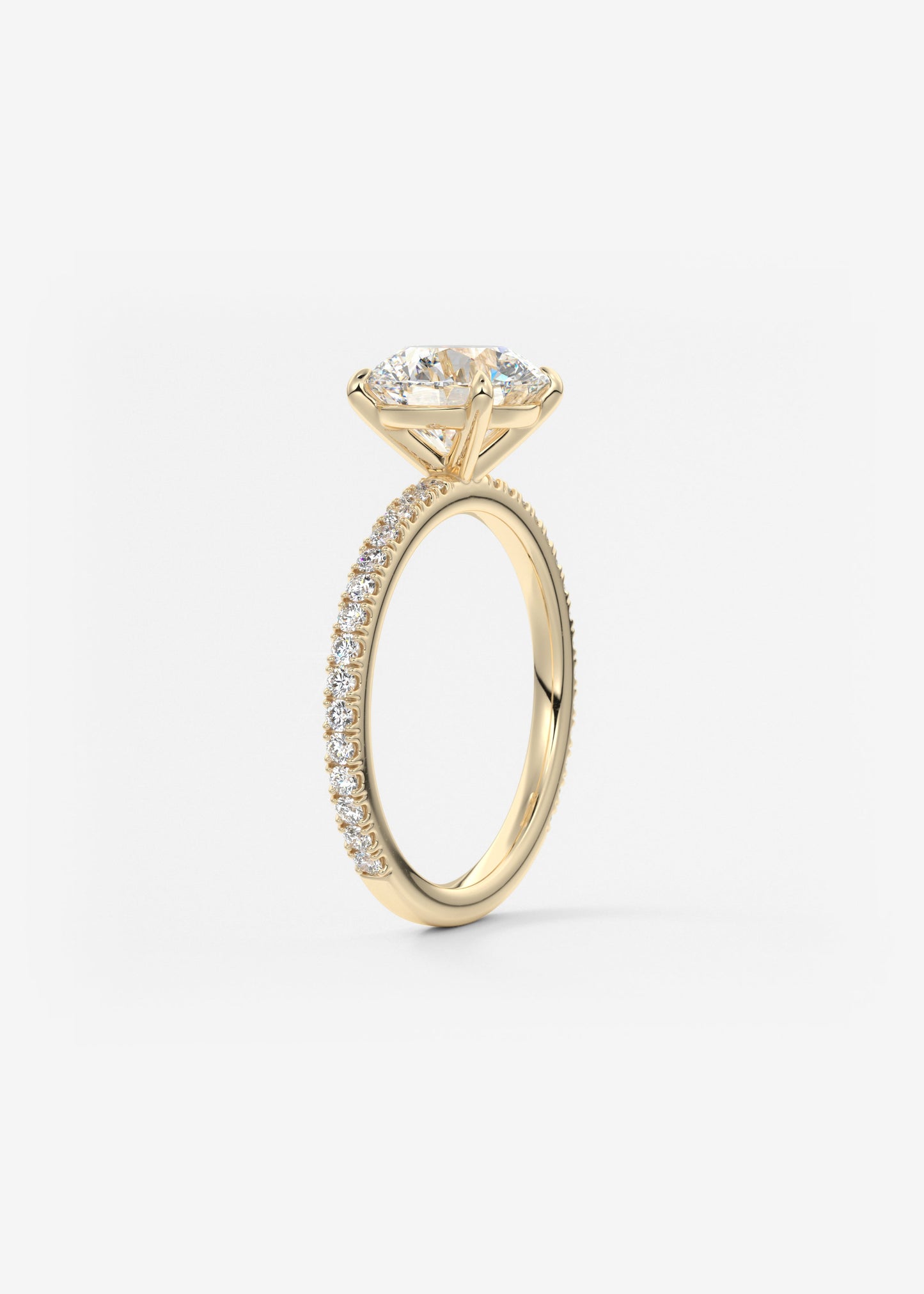 Round Pave Lab Grown Diamond Engagement Ring