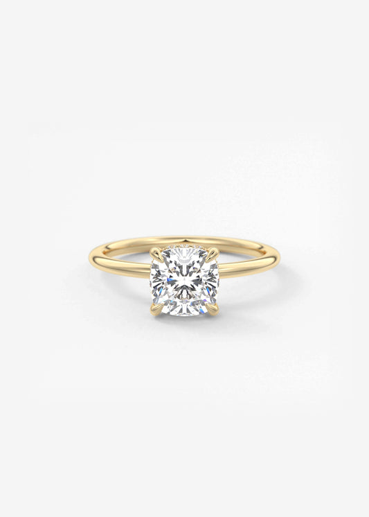 Cushion Hidden Halo Lab Grown Diamond Engagement Ring