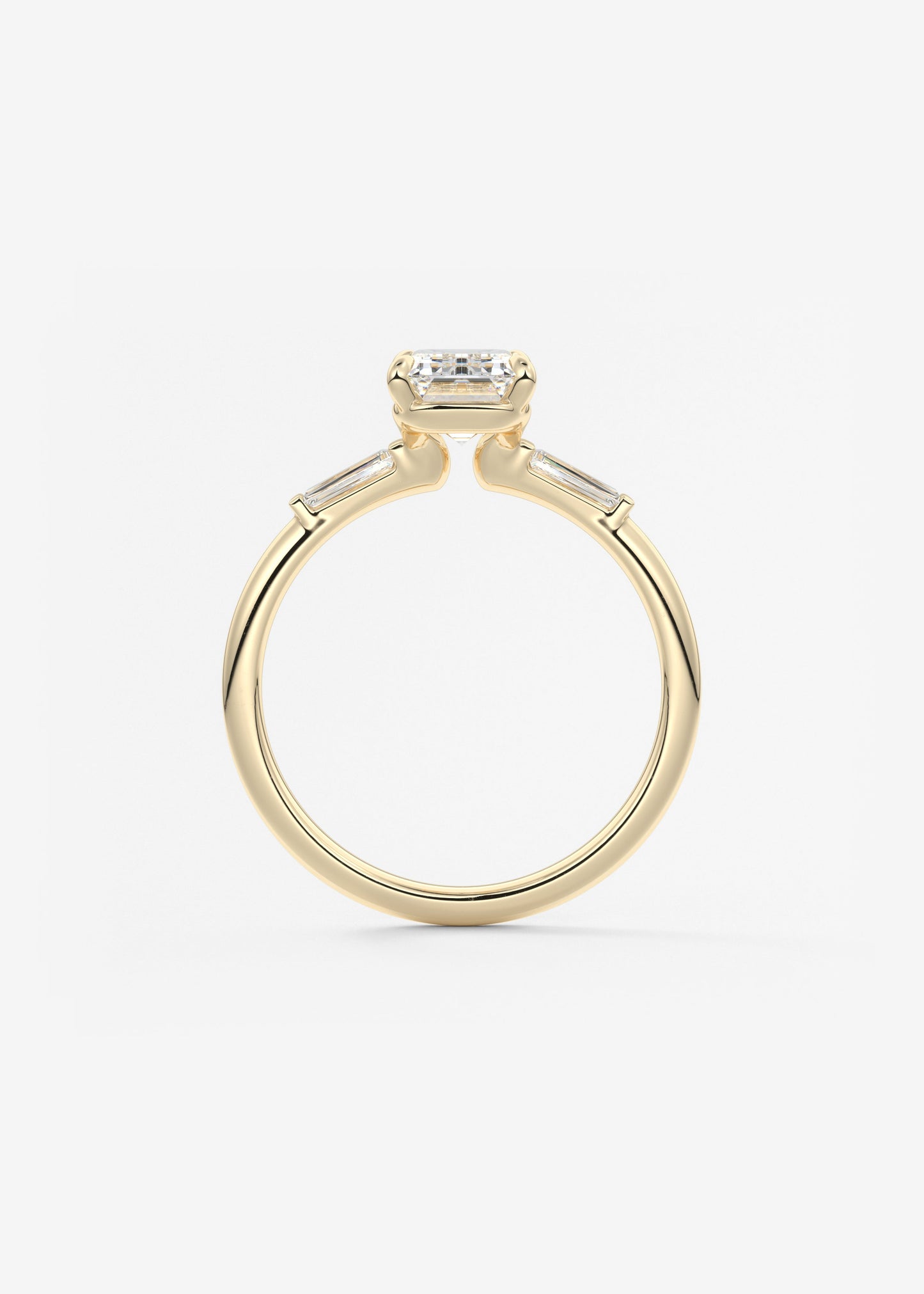 Emerald Three Stone Lab Grown Diamond Engagement Ring