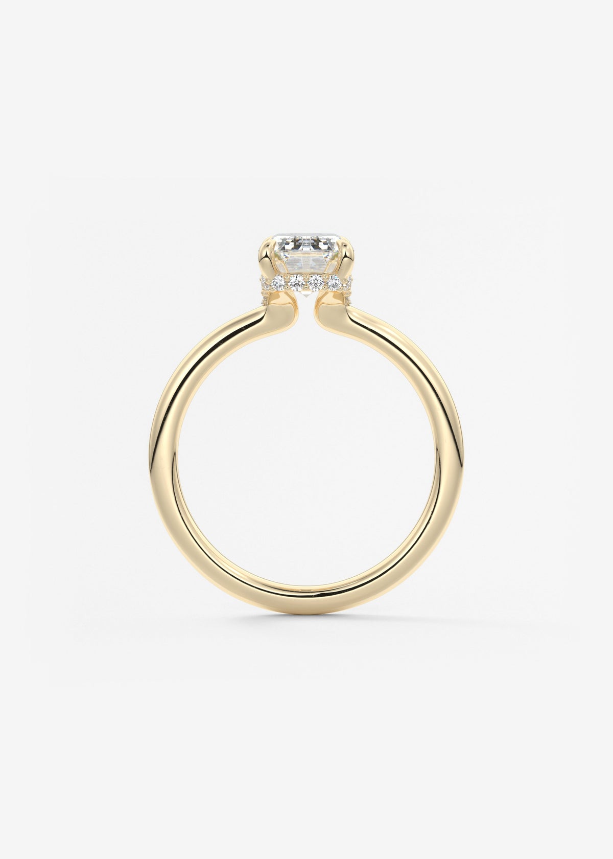 Emerald Hidden Halo Lab Grown Diamond Engagement Ring