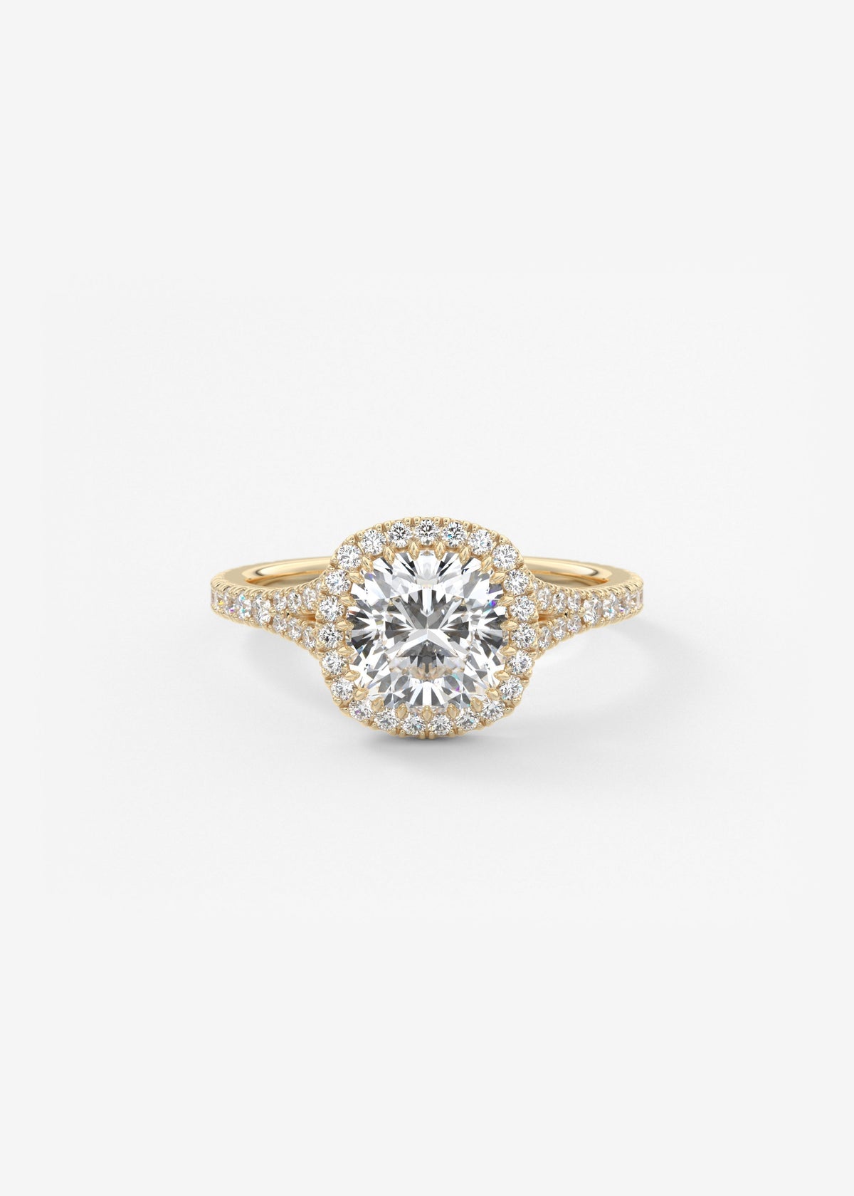 Cushion Halo & Pave , Split Shank Lab Grown Diamond Engagement Ring