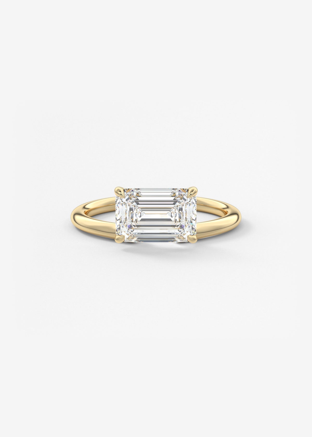 Emerald Solitaire Lab Grown Diamond Engagement Ring