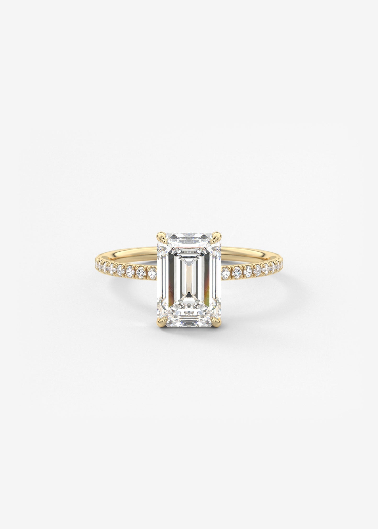 Emerald Pave Lab Grown Diamond Engagement Ring