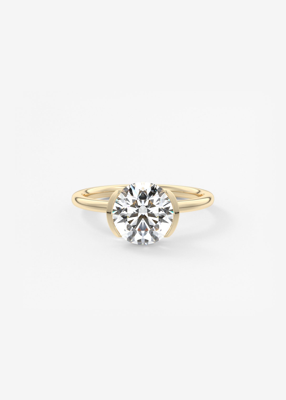 Round Half Bezel Lab Grown Diamond Engagement Ring