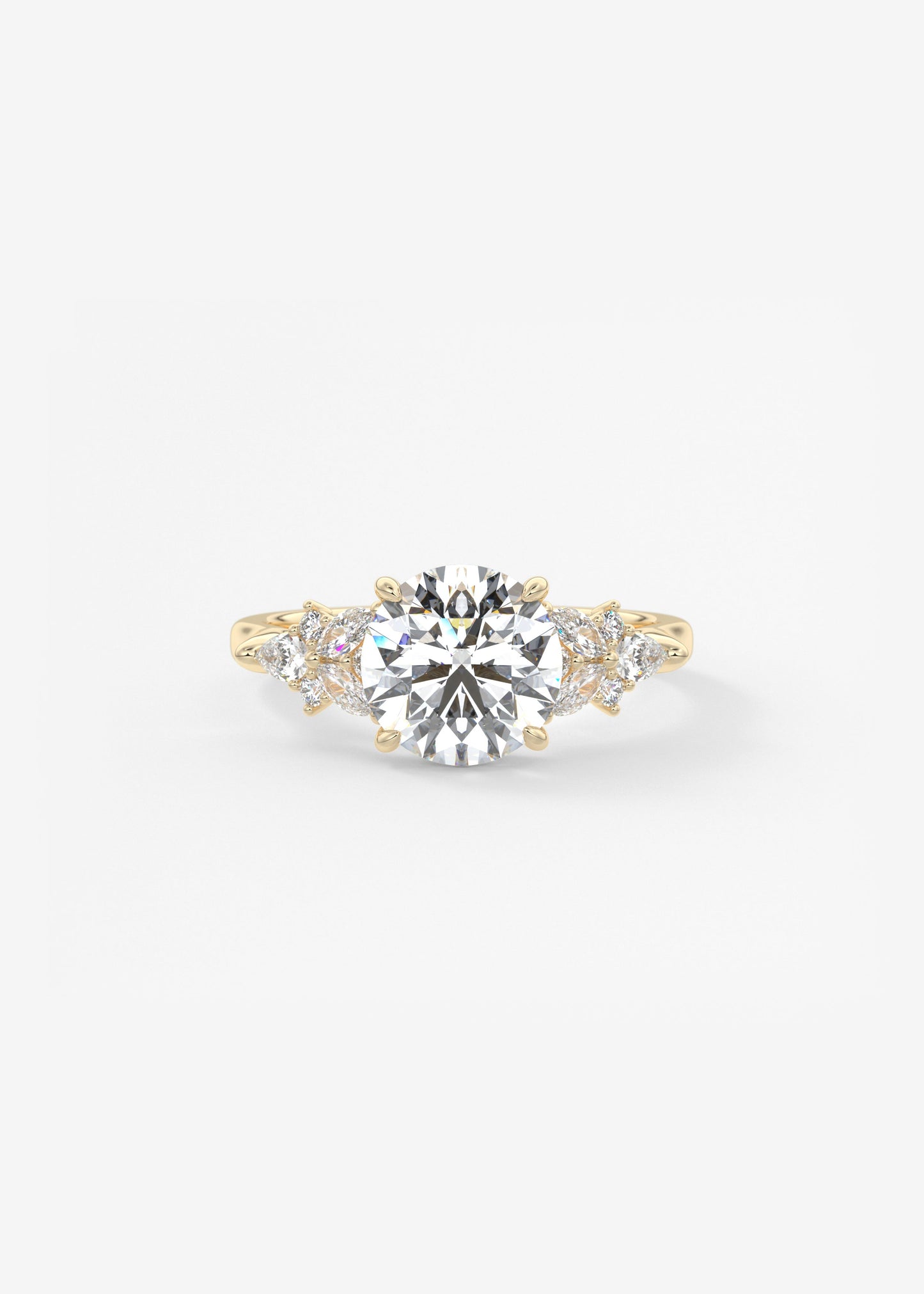 Round Cluster Lab Grown Diamond Engagement Ring