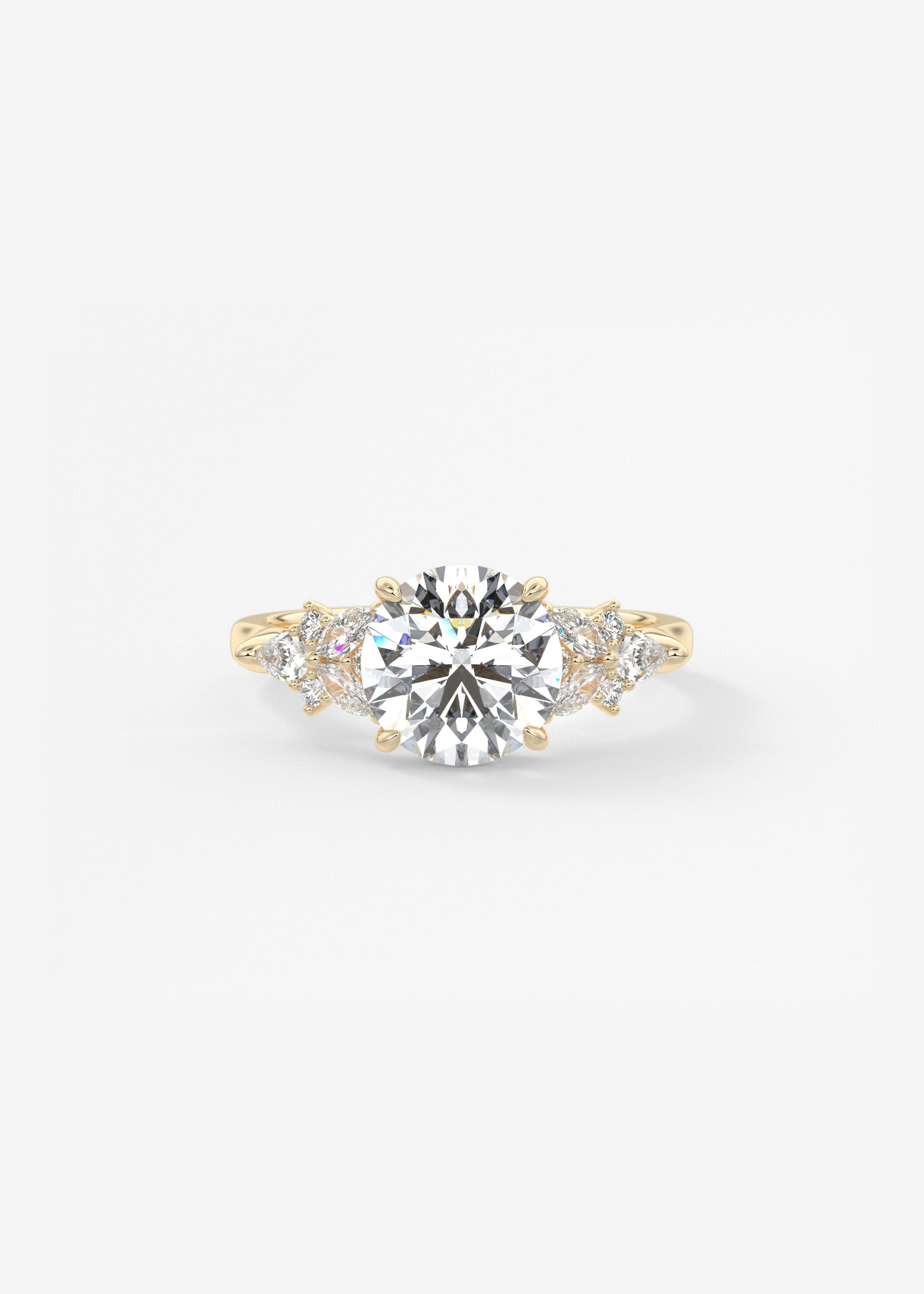 Round Cluster Lab Grown Diamond Engagement Ring