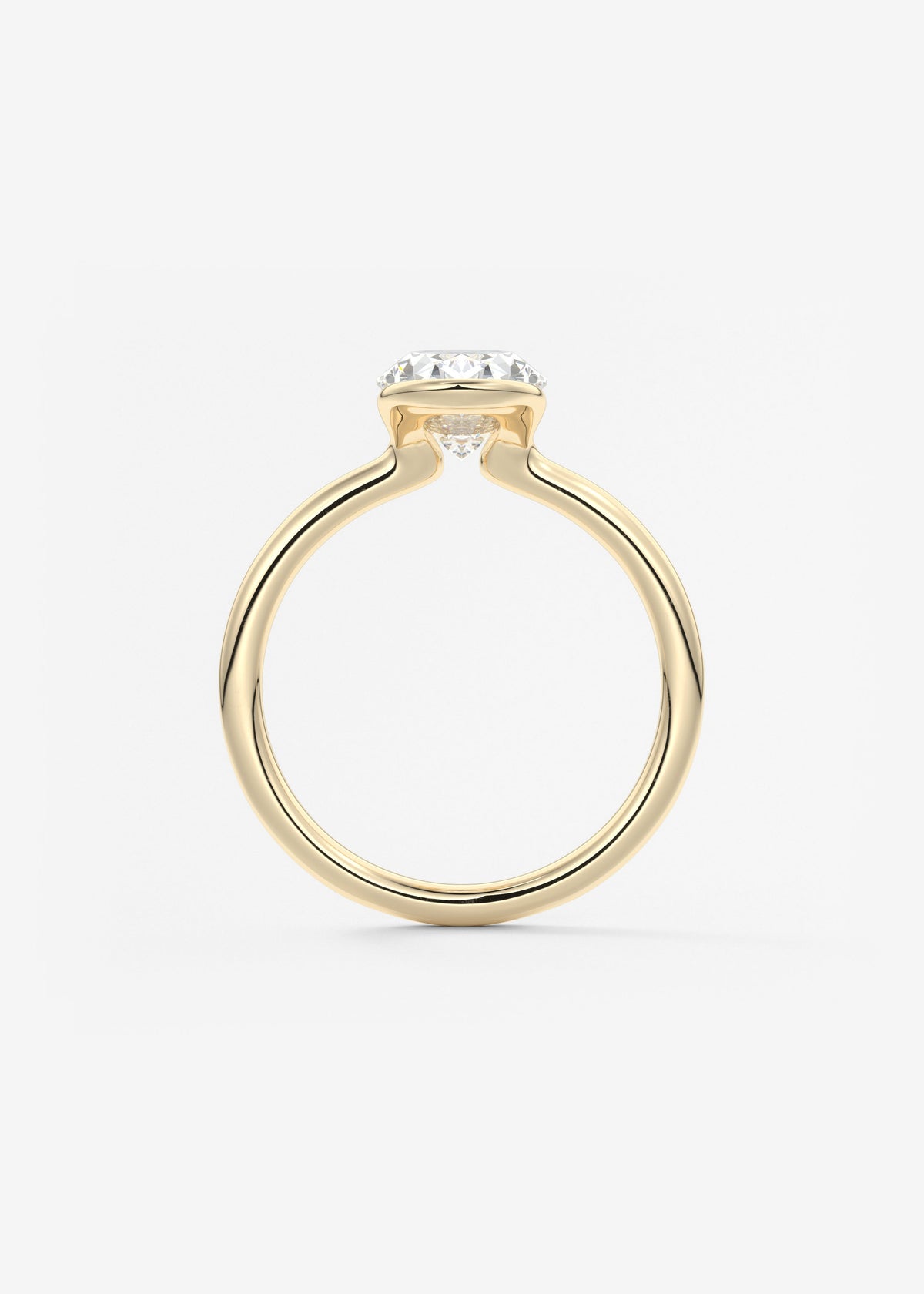 Oval Half Bezel Lab Grown Diamond Engagement Ring