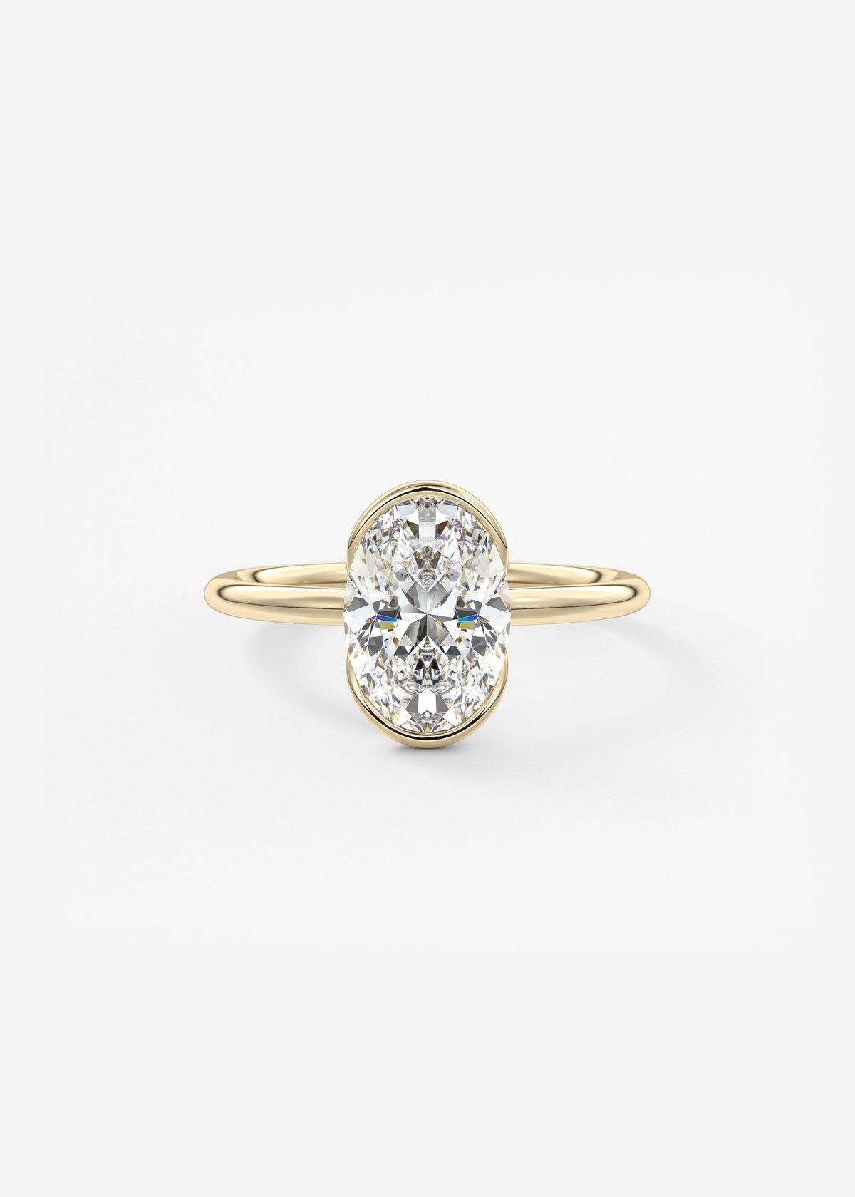 Oval Half Bezel Lab Grown Diamond Engagement Ring