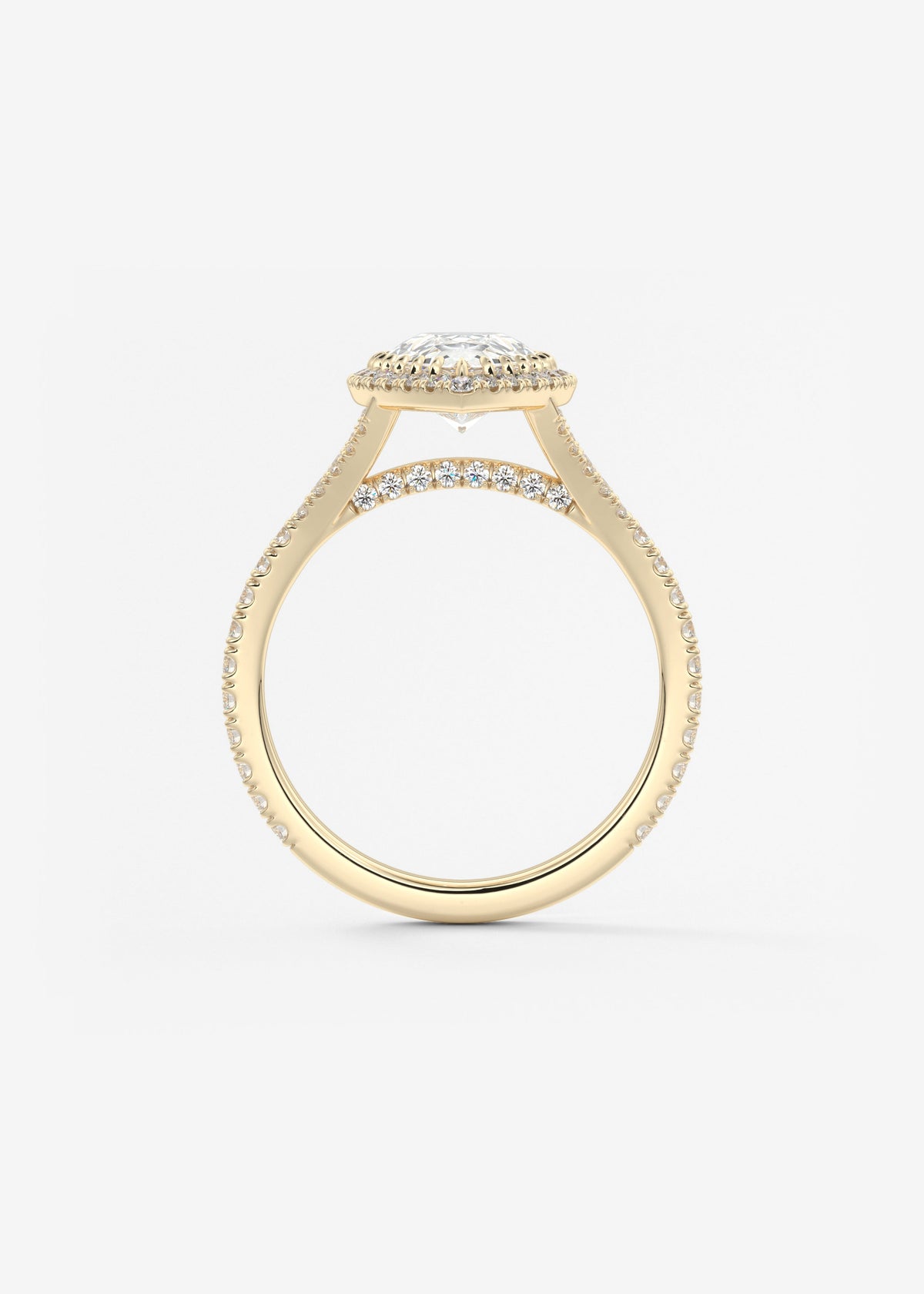 Pear Halo & Pave , Split Shank Lab Grown Diamond Engagement Ring