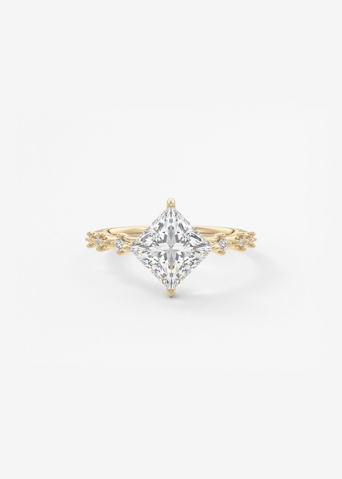 Princess East West Dainty Pave Lab Grown Diamond Engagement Ring