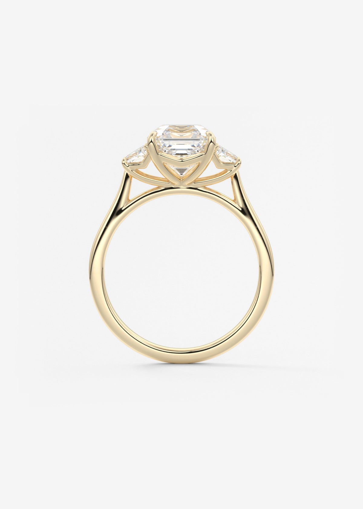 Asscher Three Stone Lab Grown Diamond Engagement Ring