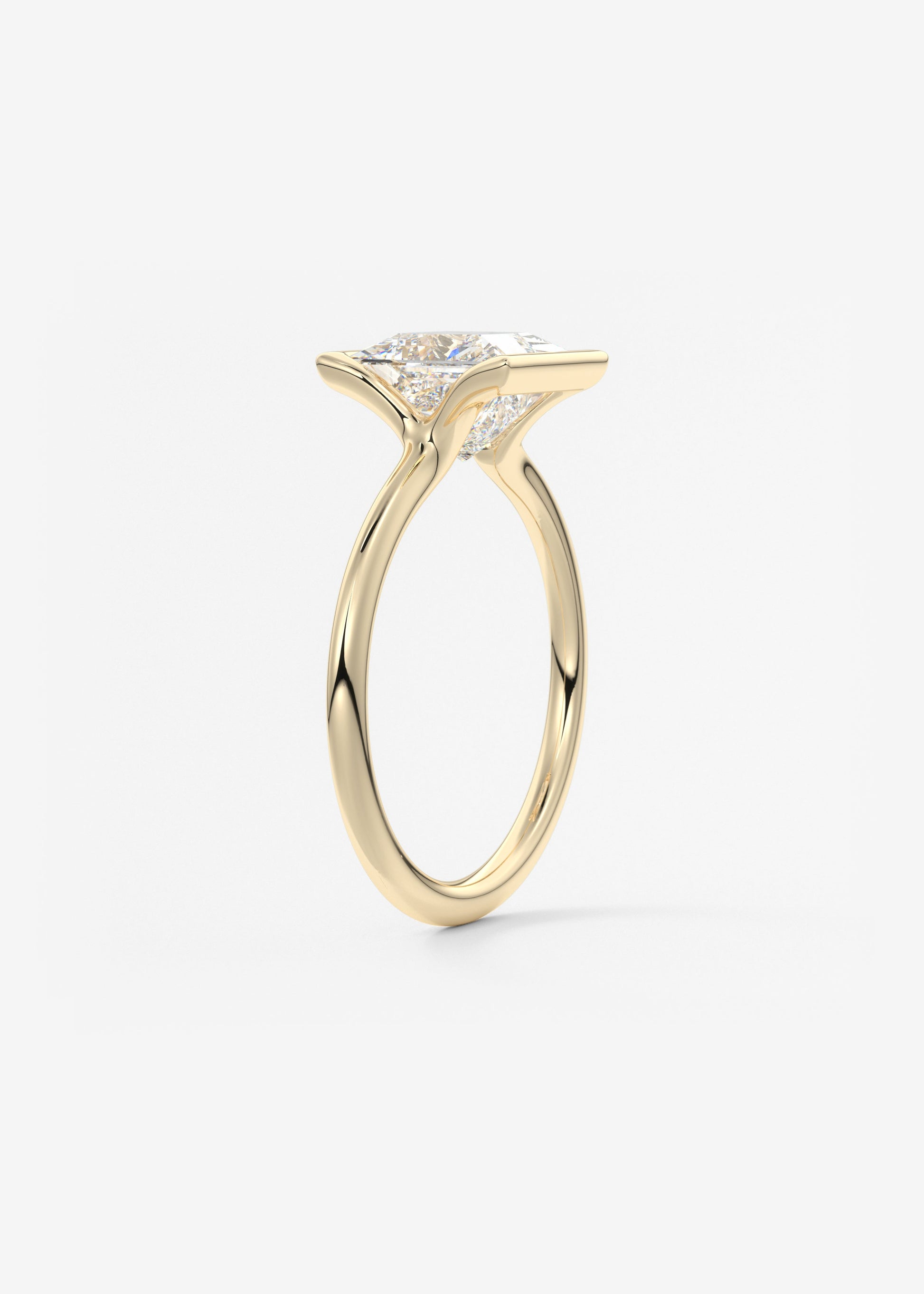 Princess Half Bezel Lab Grown Diamond Engagement Ring